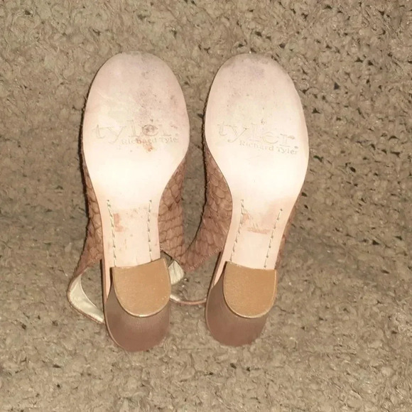 RICHARD TYLER-Vintage-Riesling Reptile Beaded Brown High Heel-SZ6.5/7-Excellent - Picture 7 of 7